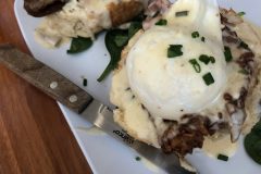 Ruby Slipper's Peacemaker eggs benedict: Chicken St. Charles and Sausage in Gravy